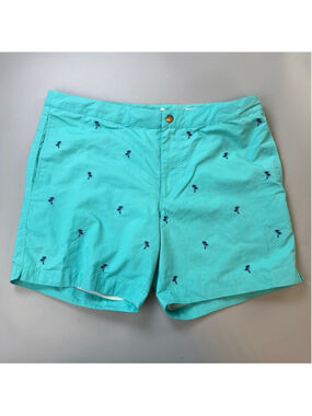 Boto Swim Trunks 36 Aruba Turquoise Palm Tree Preppy Resortwear Elevated Beach